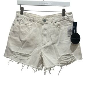 NEW Articles of Society Denim Shorts Womens 28 White Distressed High Rise Summer